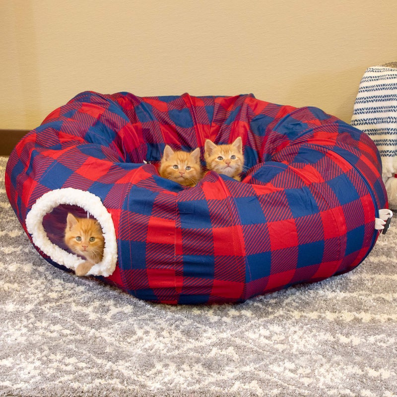 Kitty City Plaid Tunnel Bed - Image 3
